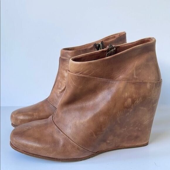 UGG Australia Carmine Leather Wedge Ankle Boots Chestnut Brown Women’s 8.5M - Picture 7 of 12